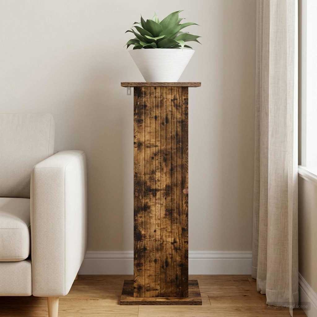 vidaXL Plant Stand Smoked Oak 30.5 x 30 x 80.5 cm Engineered Wood 1