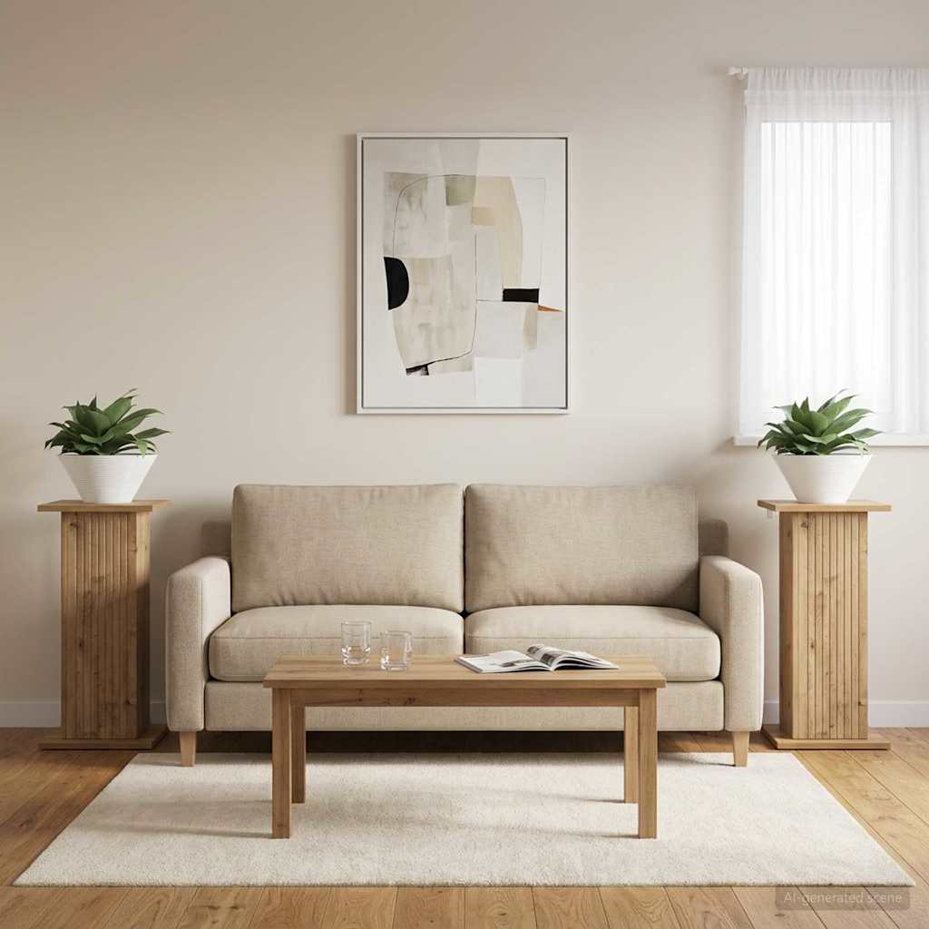 vidaXL Plant Stand 2 pcs Artisan Oak 30.5 x 30 x 60.5 cm 4