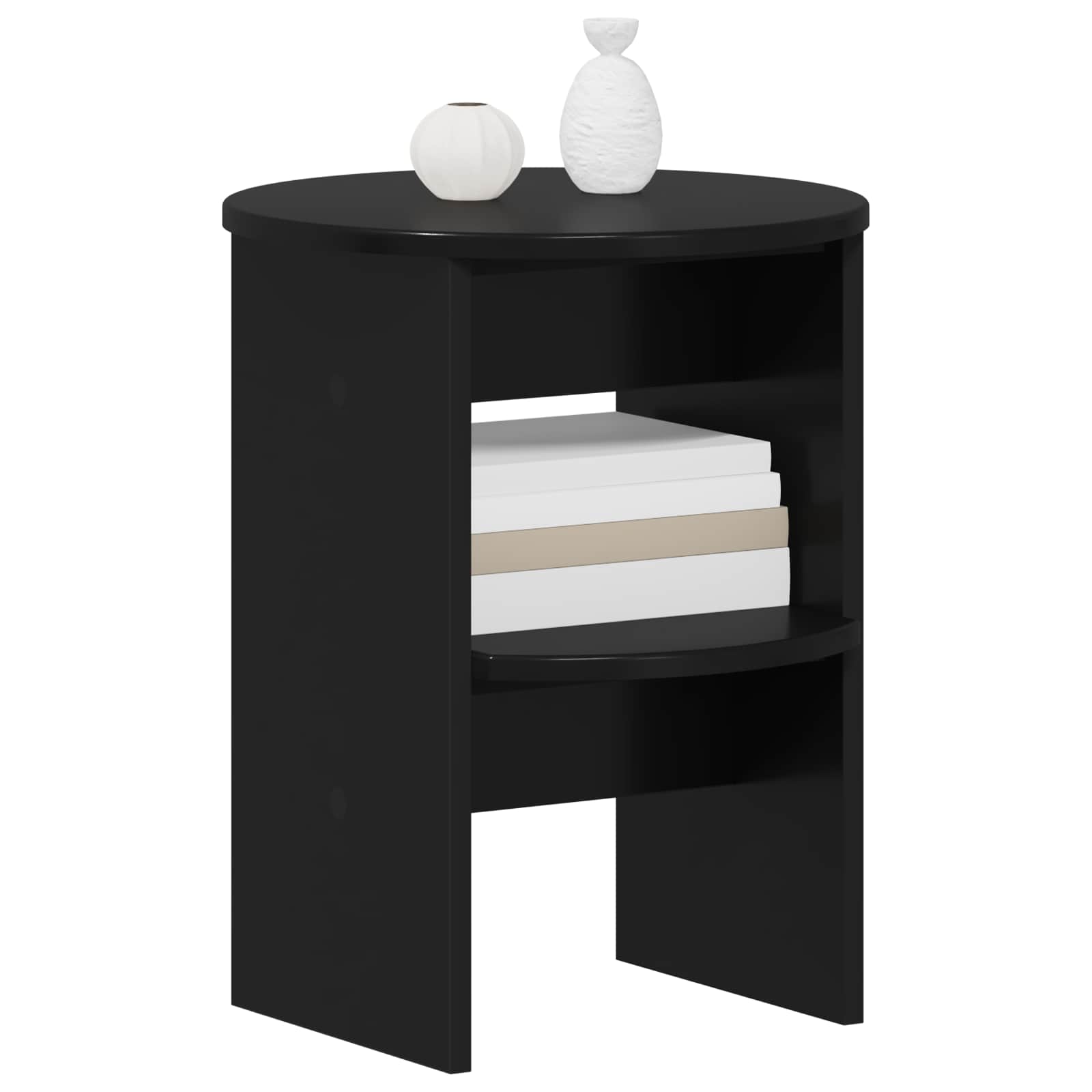 vidaXL Side Cabinet Black Ø40 x 50 cm Engineered Wood 3