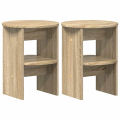 vidaXL Side Cabinet 2 pcs Sonoma Oak Ø40 x 50 cm Engineered Wood 2