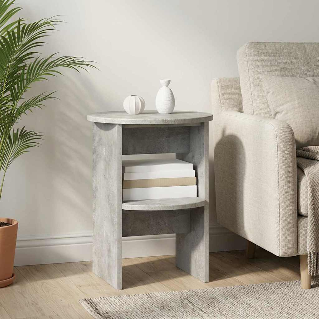 vidaXL Side Cabinet 2 pcs Concrete Grey Ø40 x 50 cm Engineered Wood 4