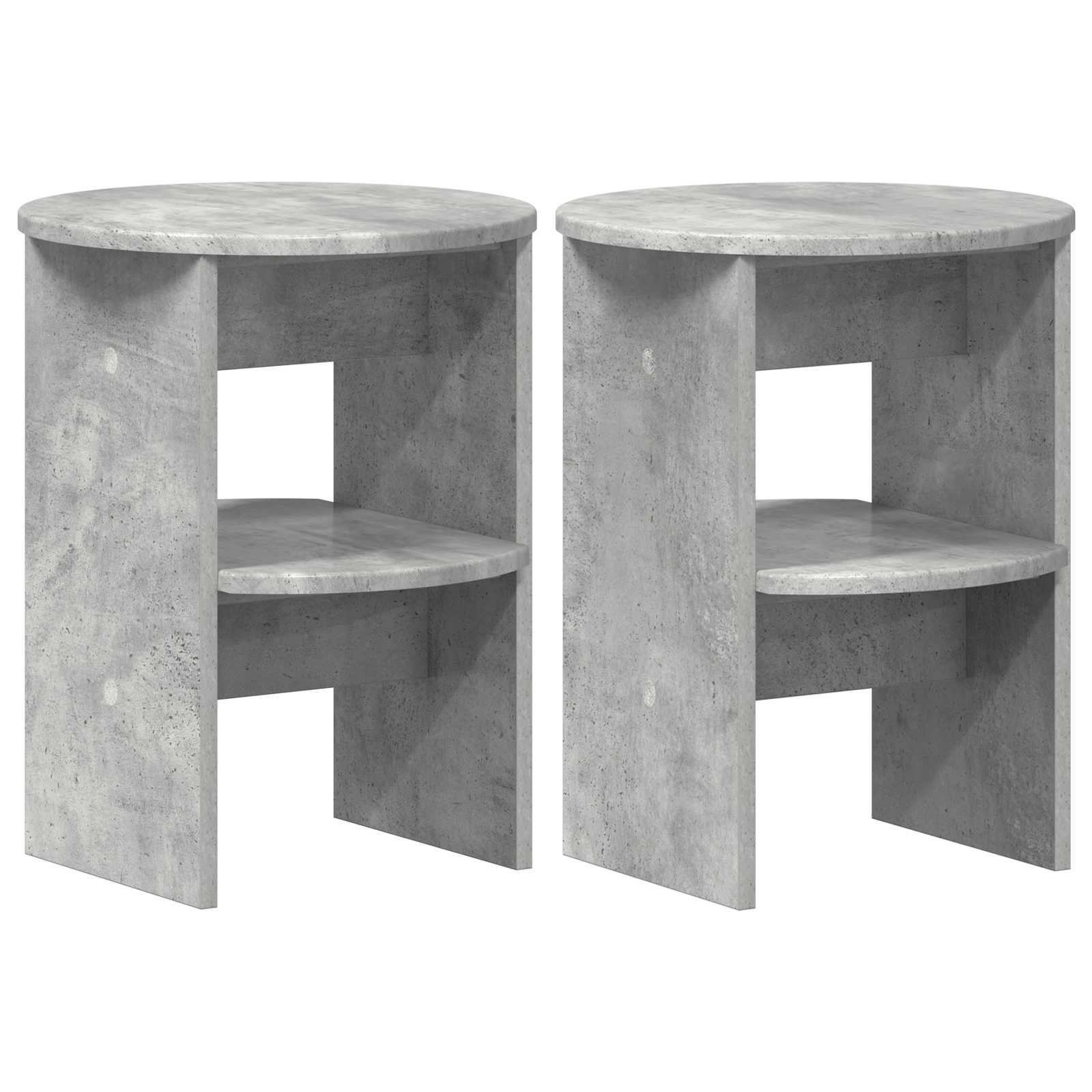 vidaXL Side Cabinet 2 pcs Concrete Grey Ø40 x 50 cm Engineered Wood 2