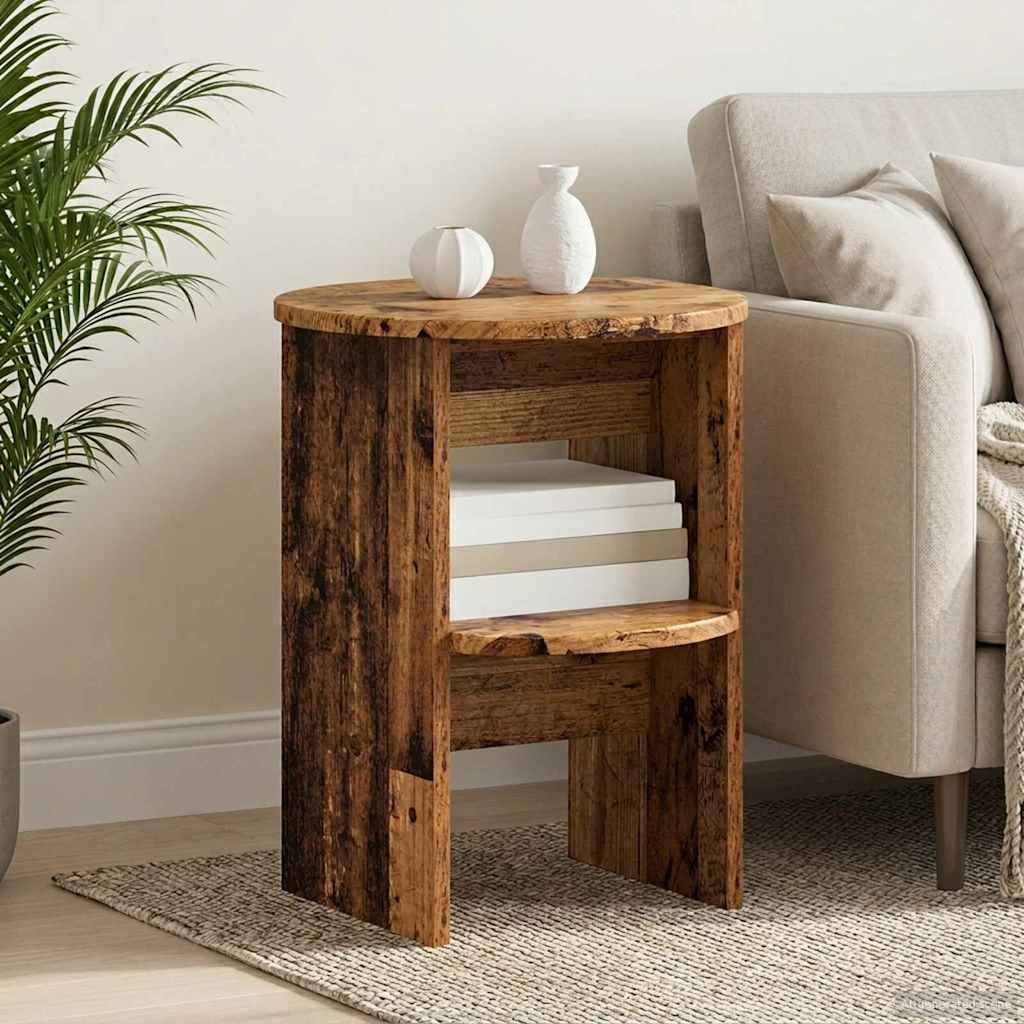 vidaXL Side Cabinet 2 pcs Old Wood Ø40 x 50 cm Engineered Wood 1