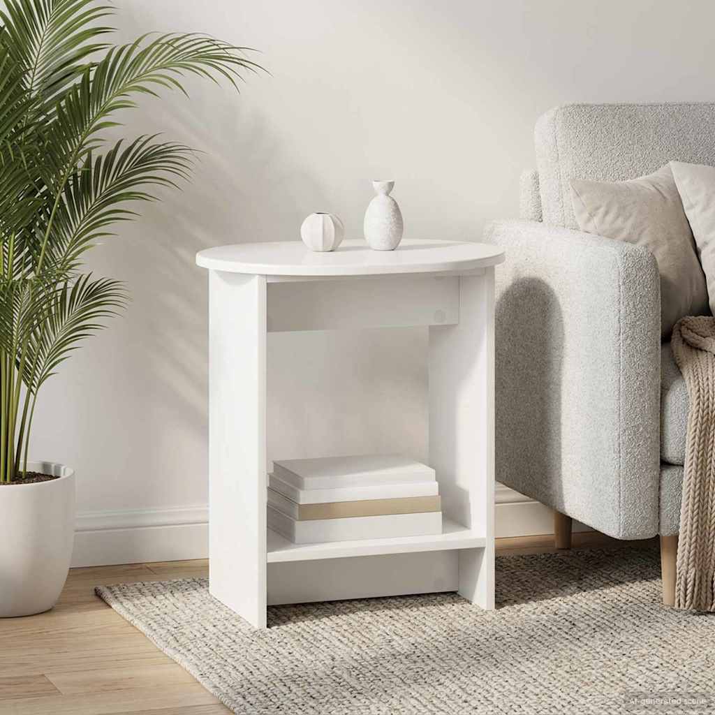 vidaXL Side Table High Gloss White 50 x 39,5 x 55 cm Engineered Wood 1