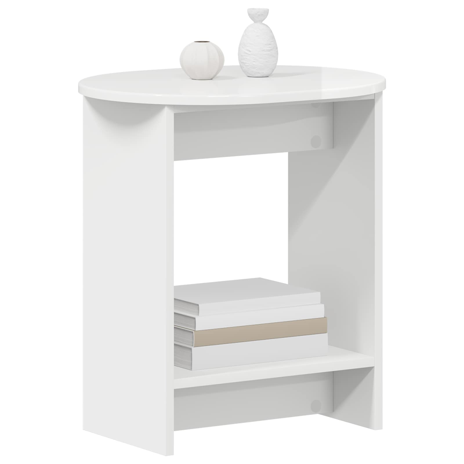 vidaXL Side Table High Gloss White 50 x 39,5 x 55 cm Engineered Wood 3