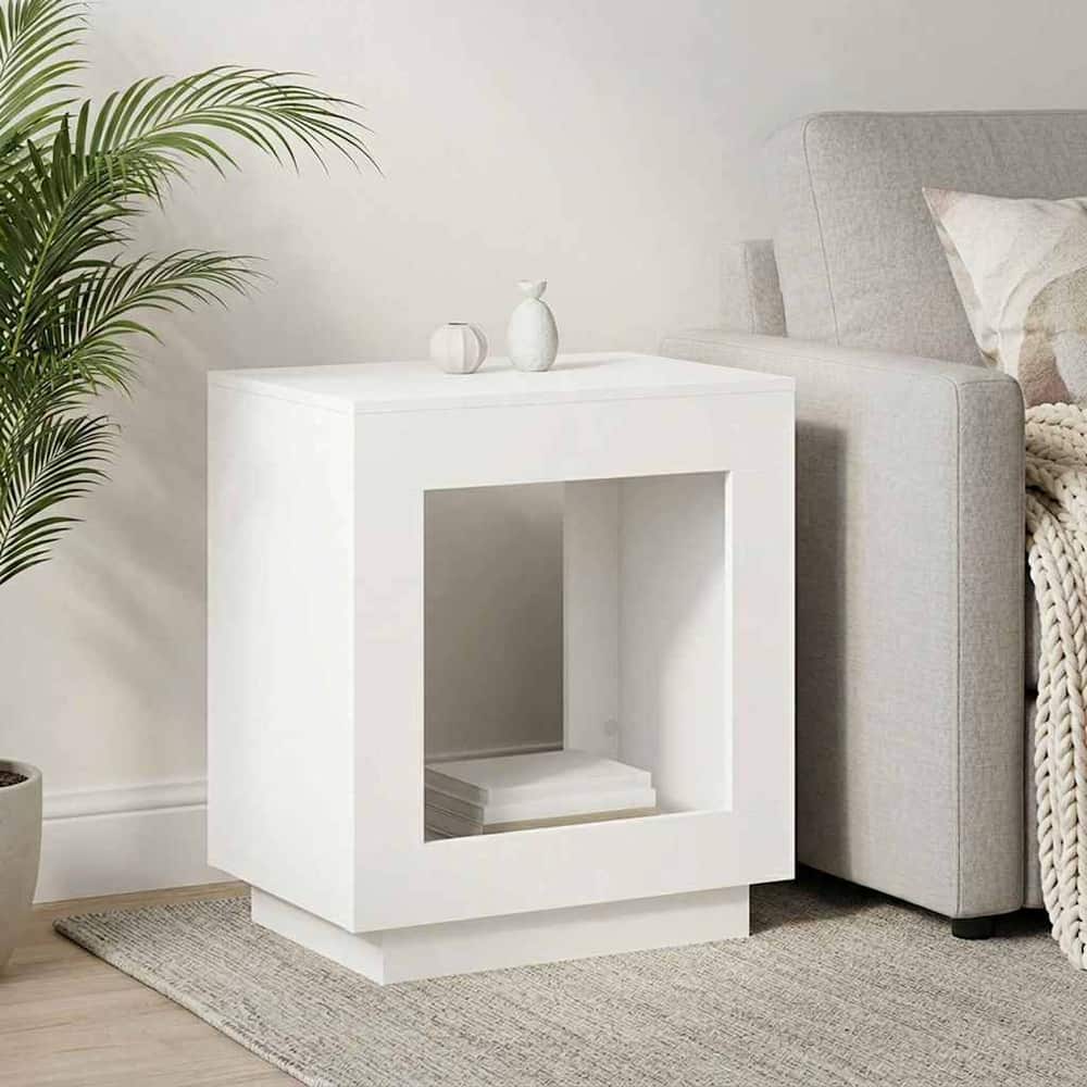 Side Table 60 x 40 x 65 cm Engineered Wood White