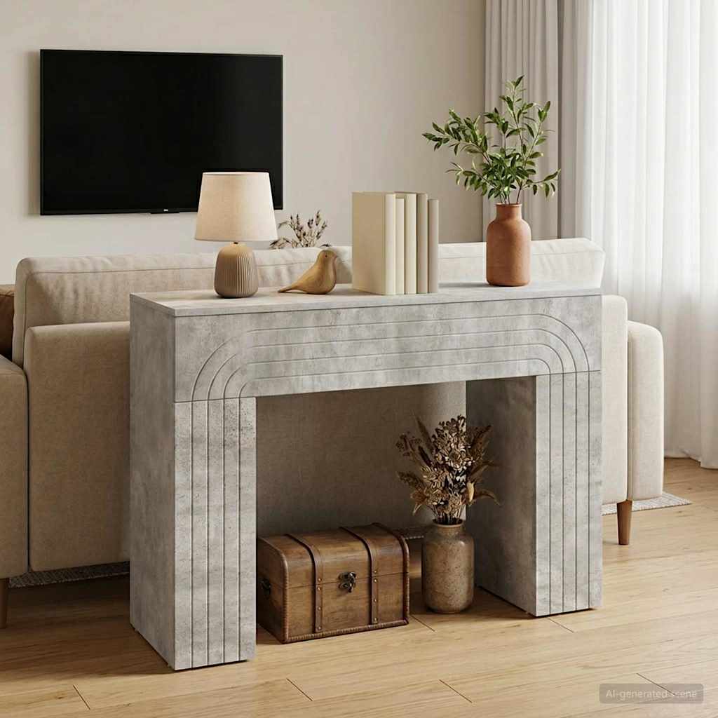 vidaXL Coffee Table Concrete Grey 102 x 35 x 75 cm Engineered Wood 4