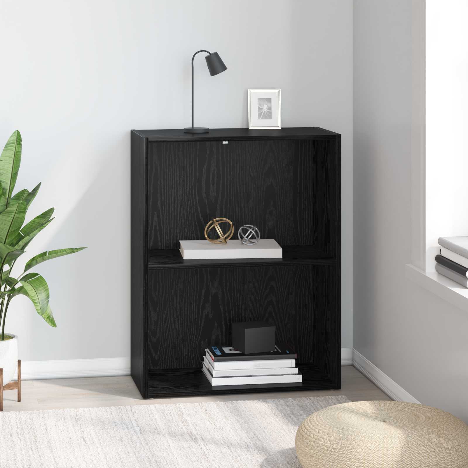 vidaXL Bookshelf 60 x 30 x 76.5 cm Engineered Wood Black Oak 1