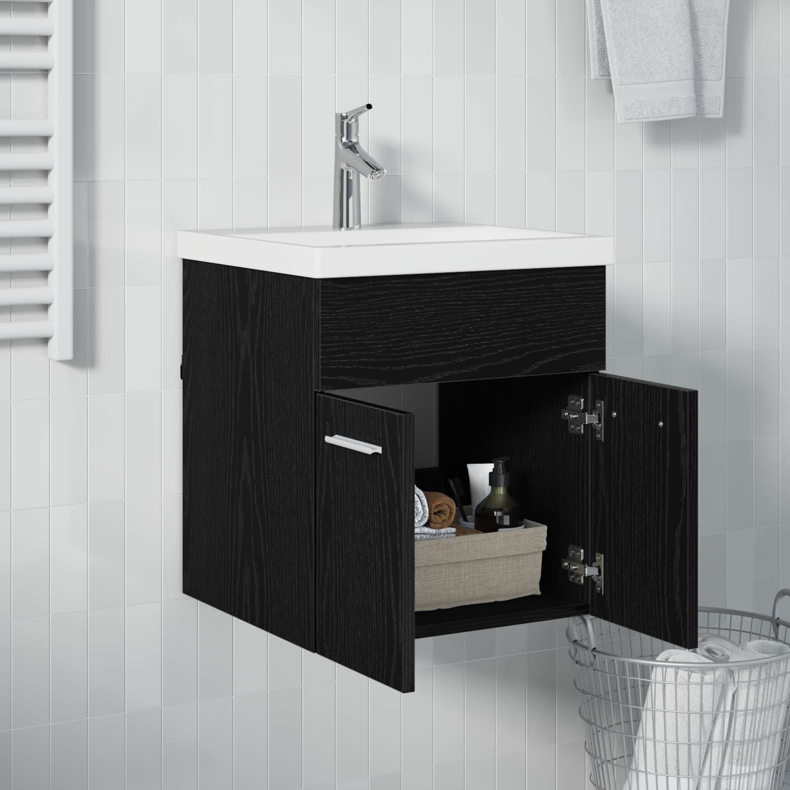 vidaXL Sink cabinet Black Oak 41 x 38.5 x 46 cm Engineered Wood 4