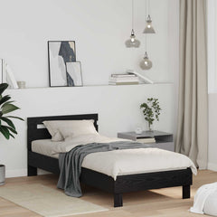 Bed Frame 98.5 x 200 cm Engineered Wood Width 100 cm Black oak