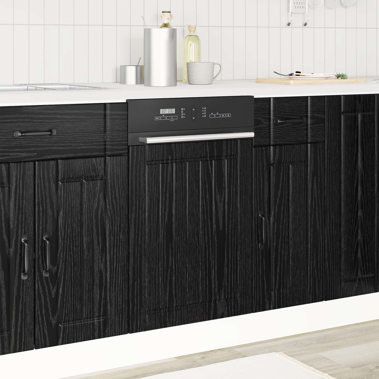 vidaXL Dishwasher Panel LUCCA Black Oak 45 x 1.5 x 57 cm 1
