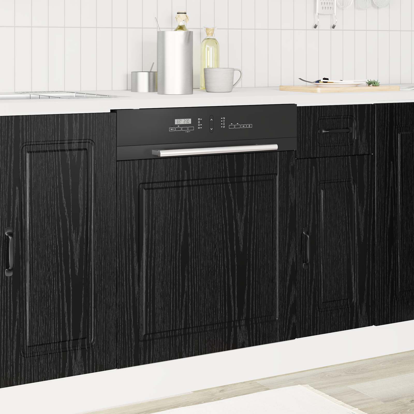 vidaXL Dishwasher Panel PORTO Black Oak 60 x 1.5 x 57 cm 1