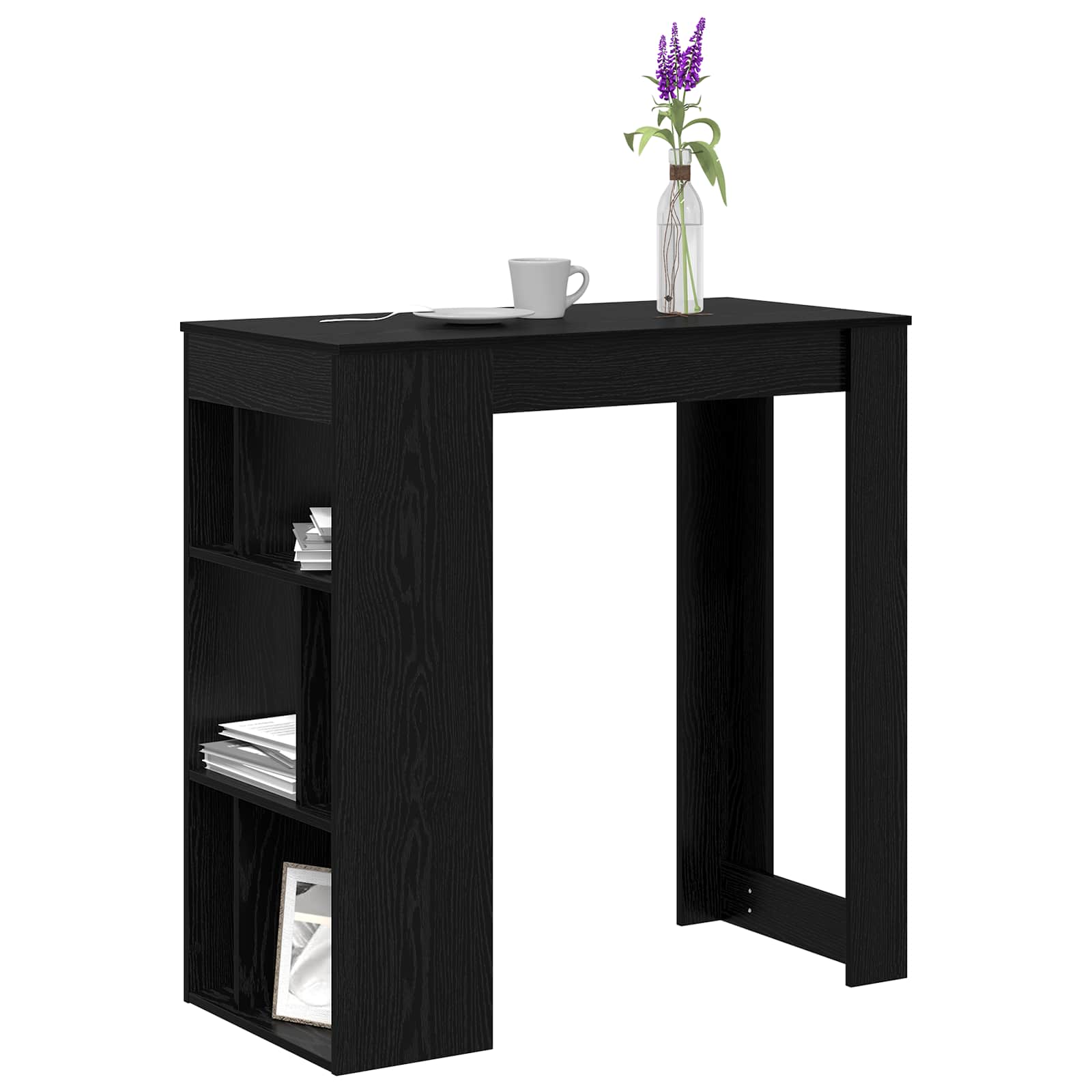 vidaXL Bar Table 102 x 50 x 103.5 cm Engineered Wood Black Oak 3