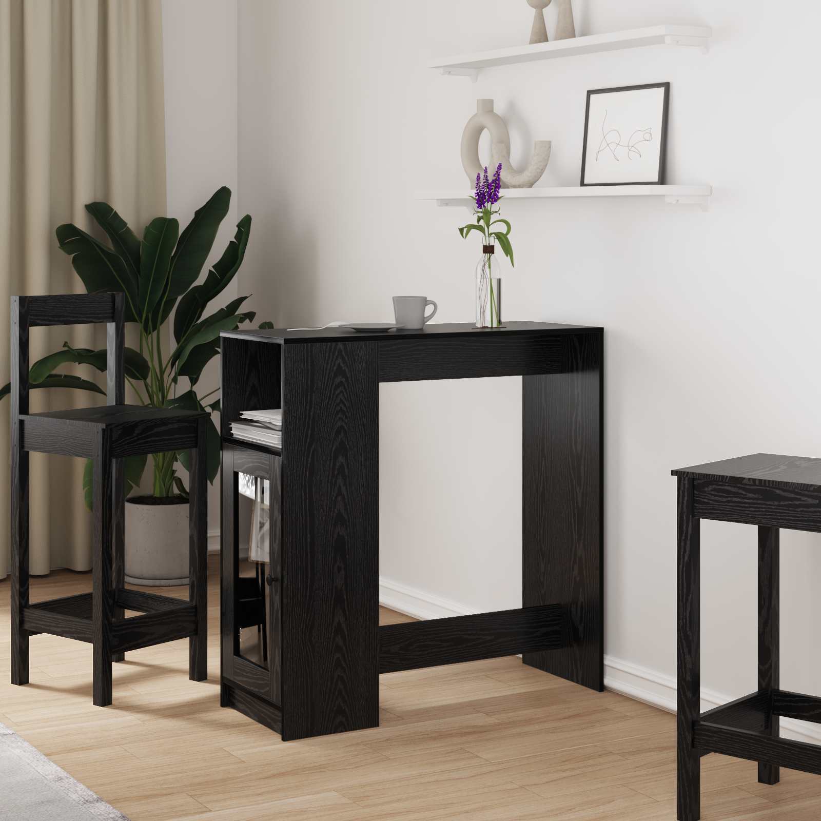 vidaXL Bar Table 101 x 40 x 103.5 cm Engineered Wood Black Oak 1