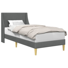 Bed Frame with Headboard 90 x 190 cm Fabric Dark grey Single