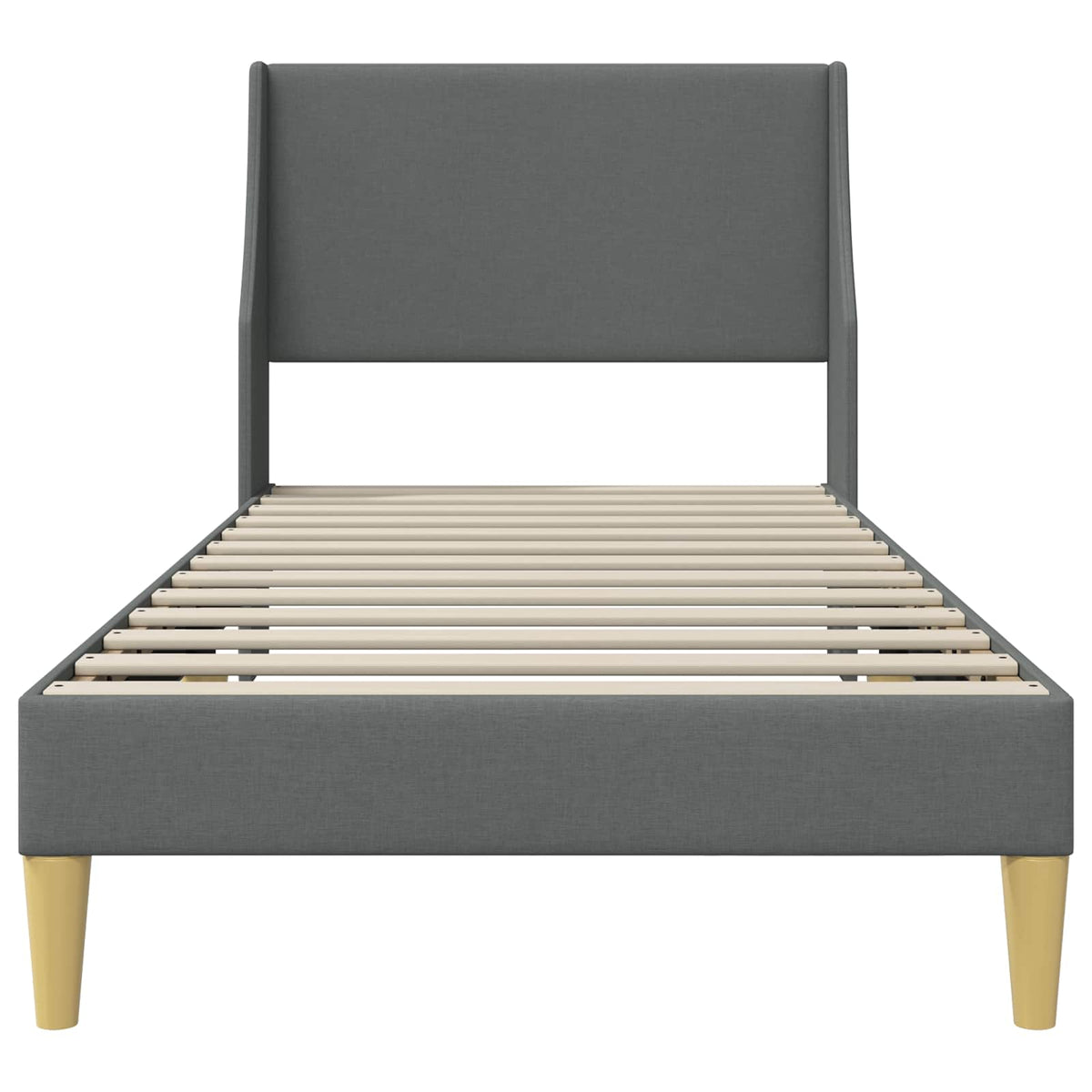 Bed Frame with Headboard 90 x 190 cm Fabric Dark grey Single