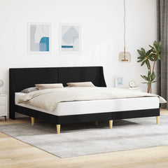 Bed Frame with Headboard 90 x 190 cm Fabric Black 70.9" x 78.7