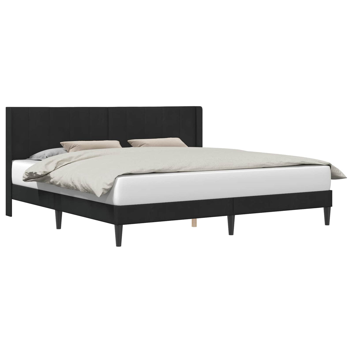 Bed Frame with Headboard 90 x 190 cm Velvet Black 70.9" x 78.7