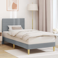 Bed Frame with Headboard 90 x 190 cm Fabric Light grey Single
