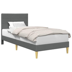 Bed Frame with Headboard 90 x 190 cm Fabric Dark grey Single