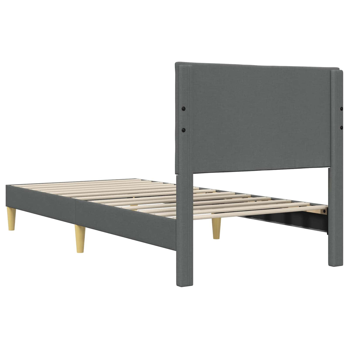 Bed Frame with Headboard 90 x 190 cm Fabric Dark grey Single