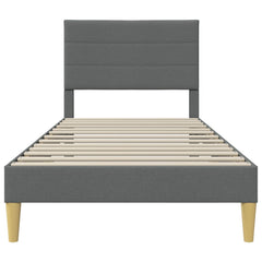Bed Frame with Headboard 90 x 190 cm Fabric Dark grey Single