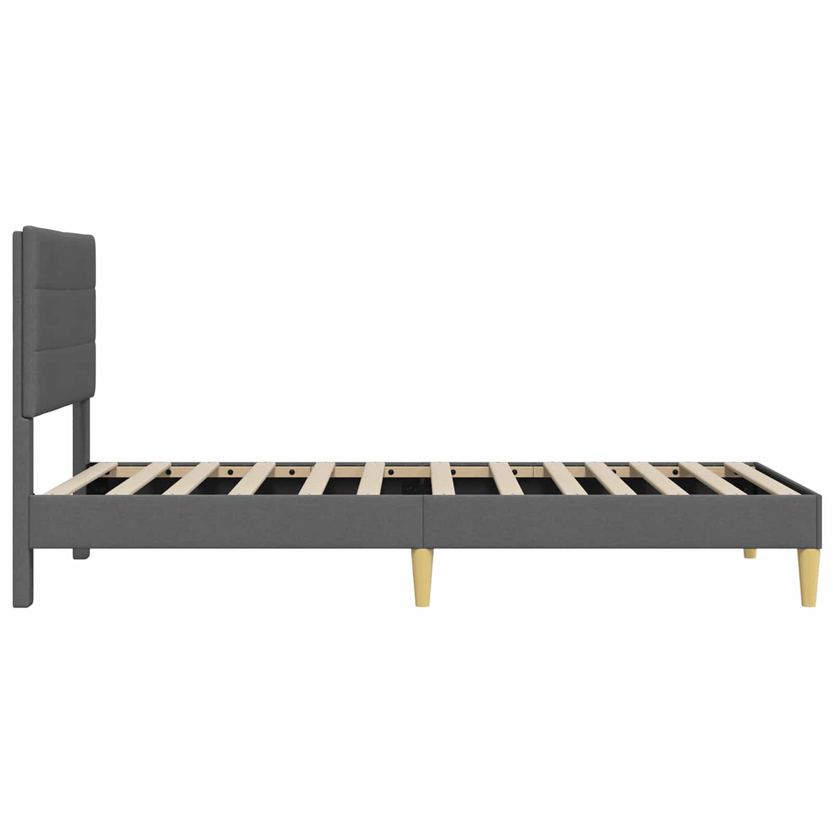 Bed Frame with Headboard 90 x 190 cm Fabric Dark grey Single