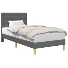 Bed Frame with Headboard 90 x 190 cm Fabric Dark grey Single