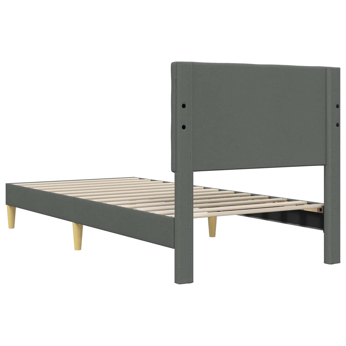 Bed Frame with Headboard 90 x 190 cm Fabric Dark grey Single