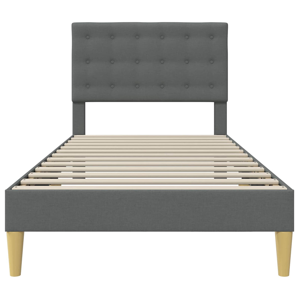 Bed Frame with Headboard 90 x 190 cm Fabric Dark grey Single