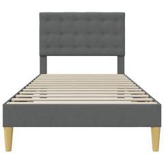 Bed Frame with Headboard 90 x 190 cm Fabric Dark grey Single