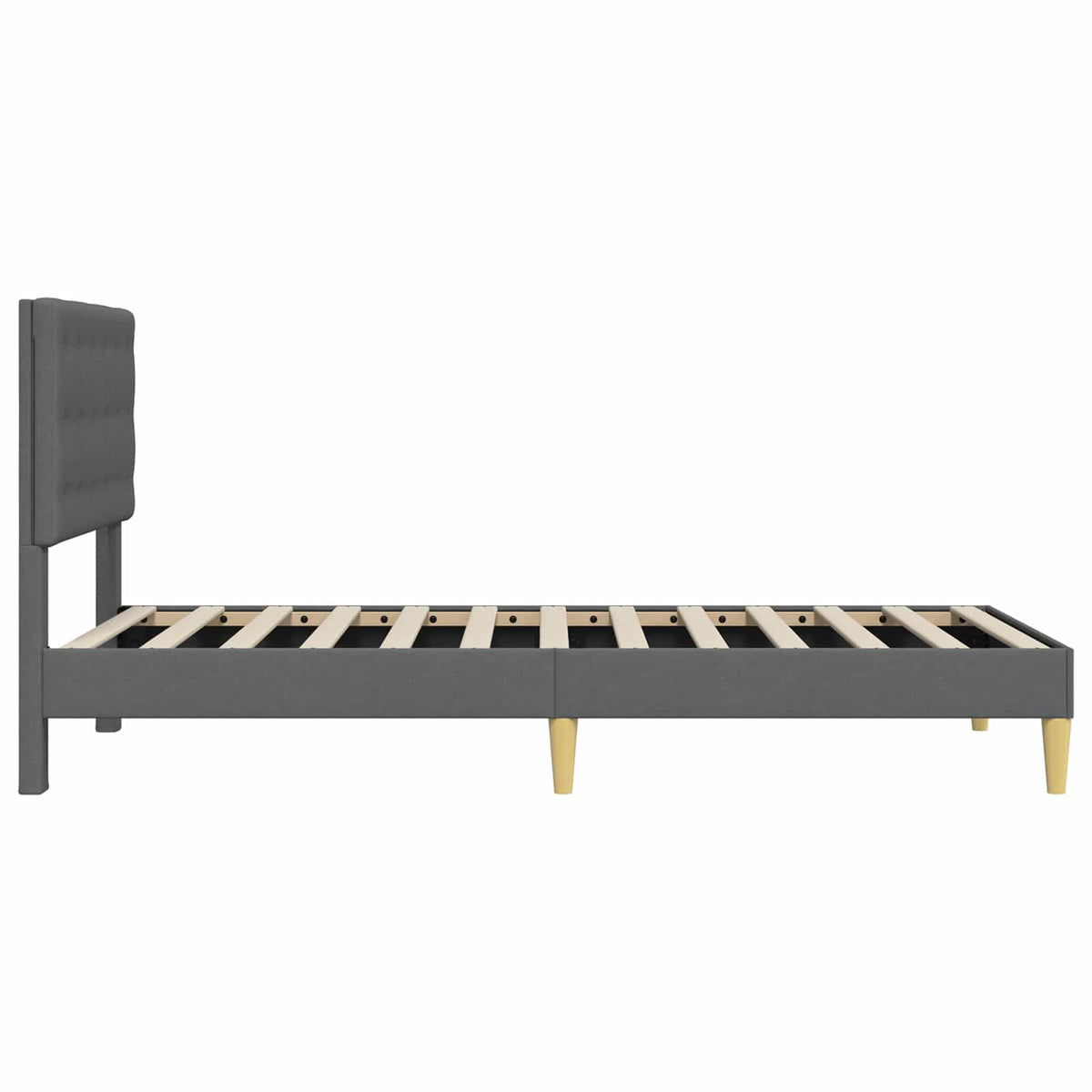 Bed Frame with Headboard 90 x 190 cm Fabric Dark grey Single