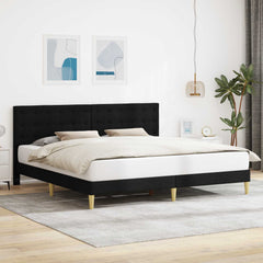 Bed Frame with Headboard 90 x 190 cm Fabric Black 70.9" x 78.7