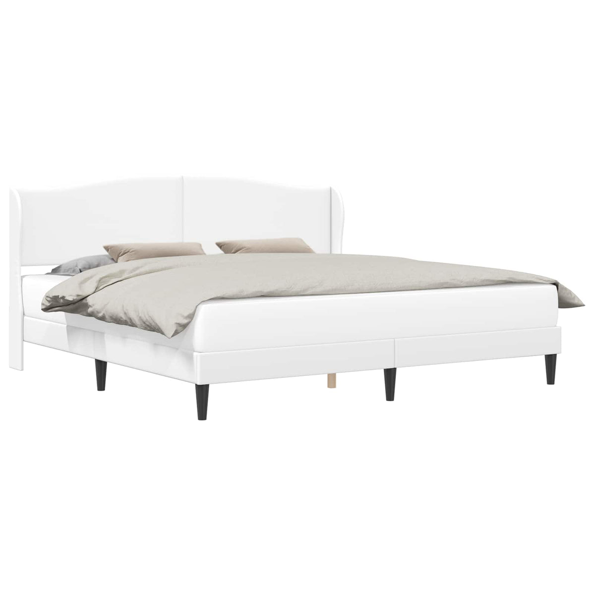Bed Frame with Headboard 90 x 190 cm Faux Leather White 70.9" x 78.7