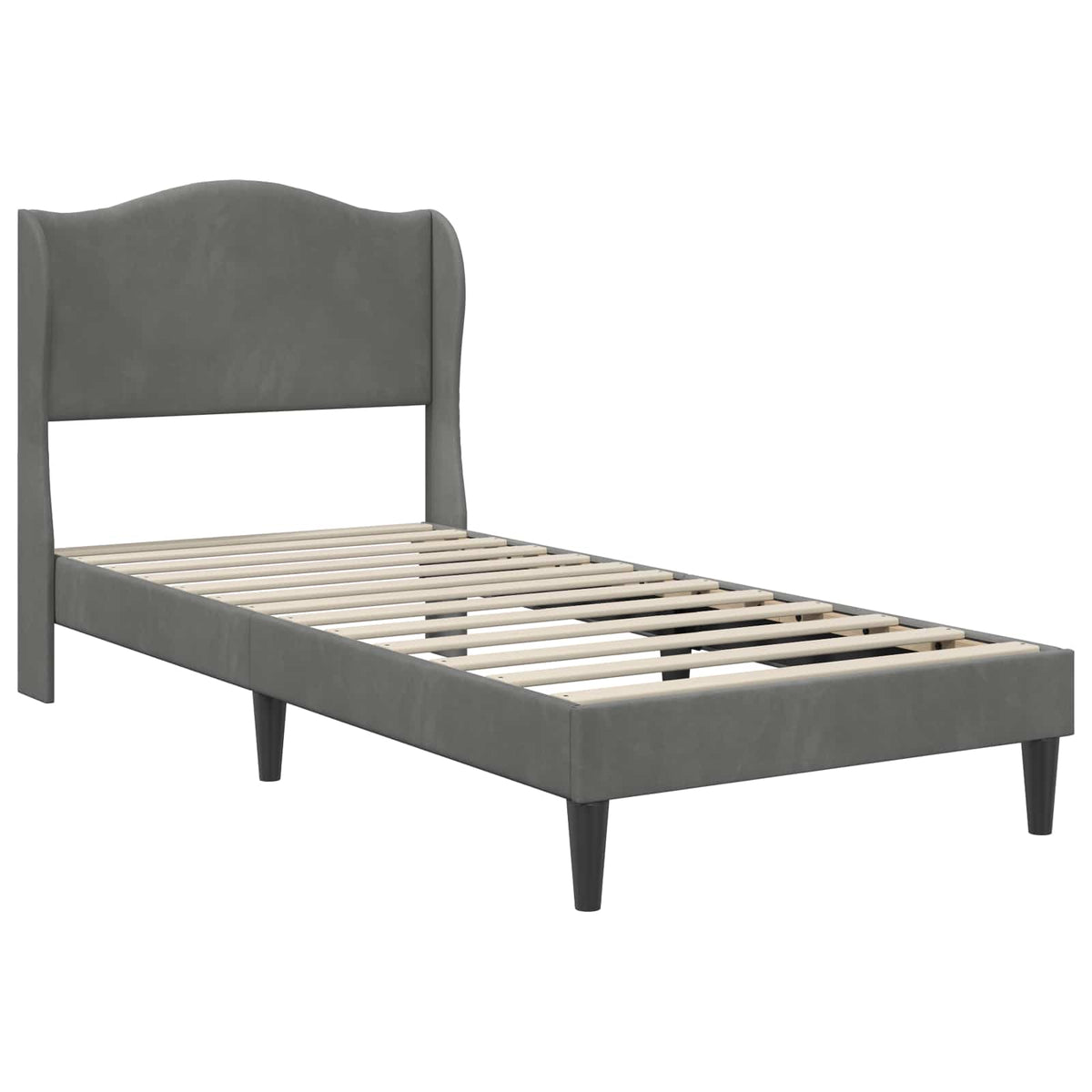 Bed Frame Velvet Dark grey Single