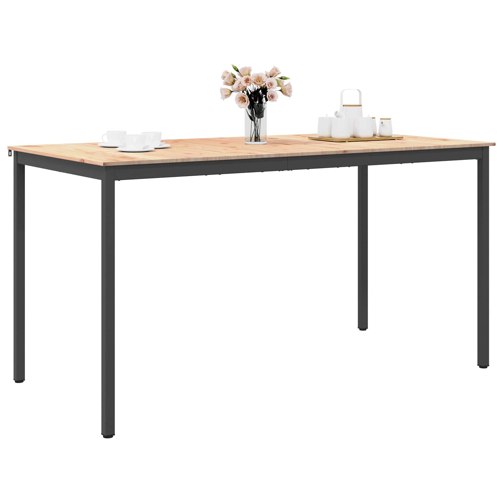 vidaXL Bar Table 200 x 100 x 105 cm Solid Pine Wood Natural 3