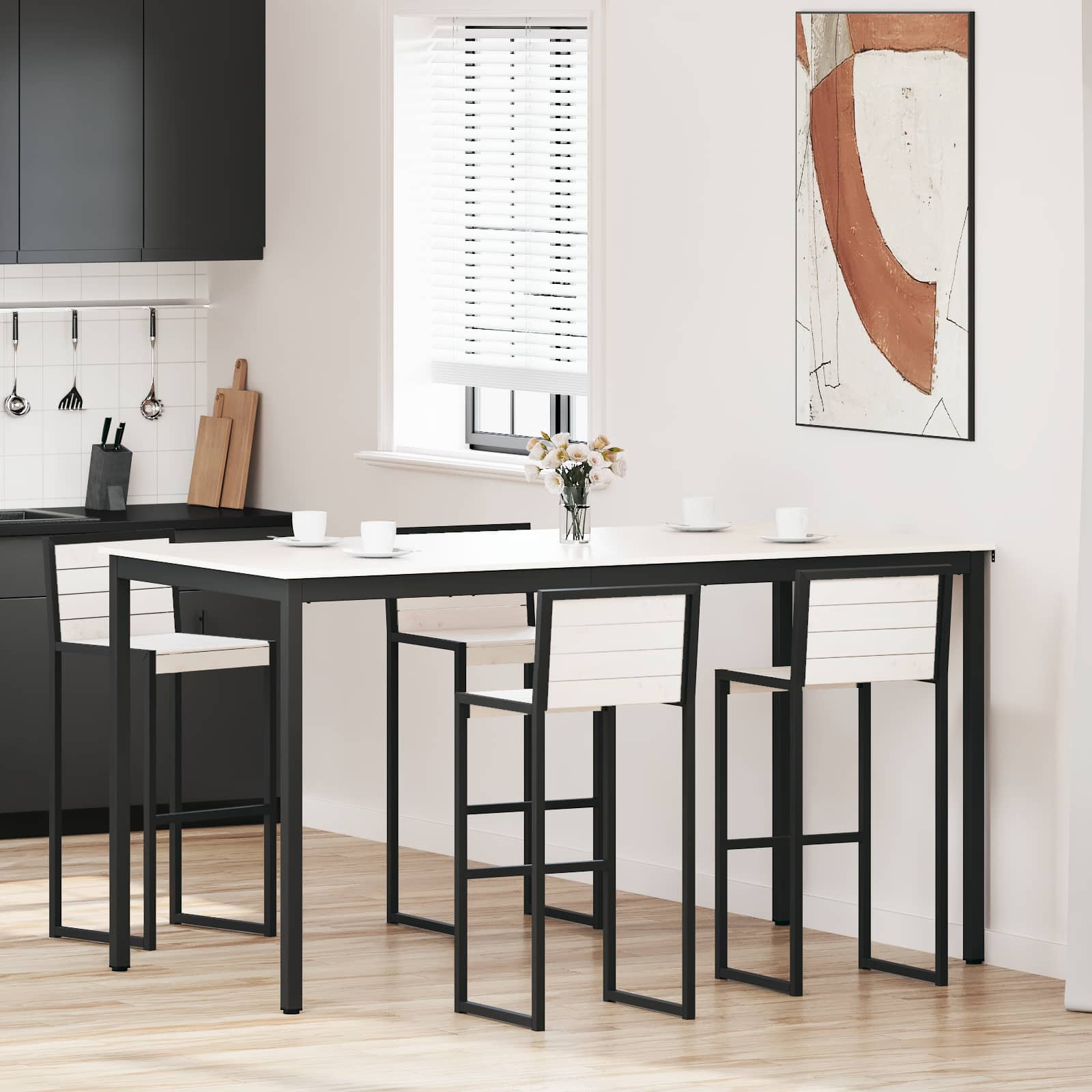 vidaXL Bar Table White 200 x 100 x 105 cm Solid Pine Wood 1