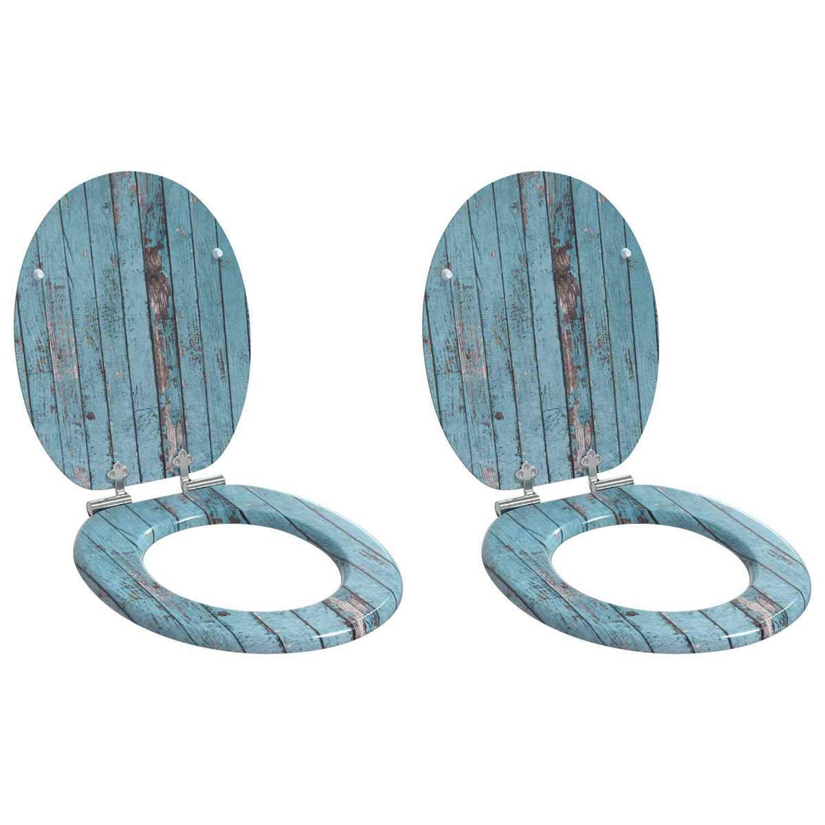 vidaXL Toilet Seat 2 pcs Blue 44 x 38 cm Engineered Wood 1