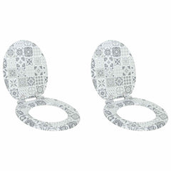 vidaXL Toilet Seat 2 pcs Blue and White Porcelain 44 x 38 cm 1