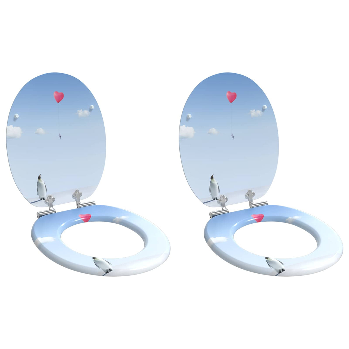 vidaXL Toilet Seat 2 pcs Blue 44 x 38 cm Engineered Wood 1