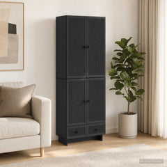 Cabinet Set 2 pcs Engineered Wood Black
