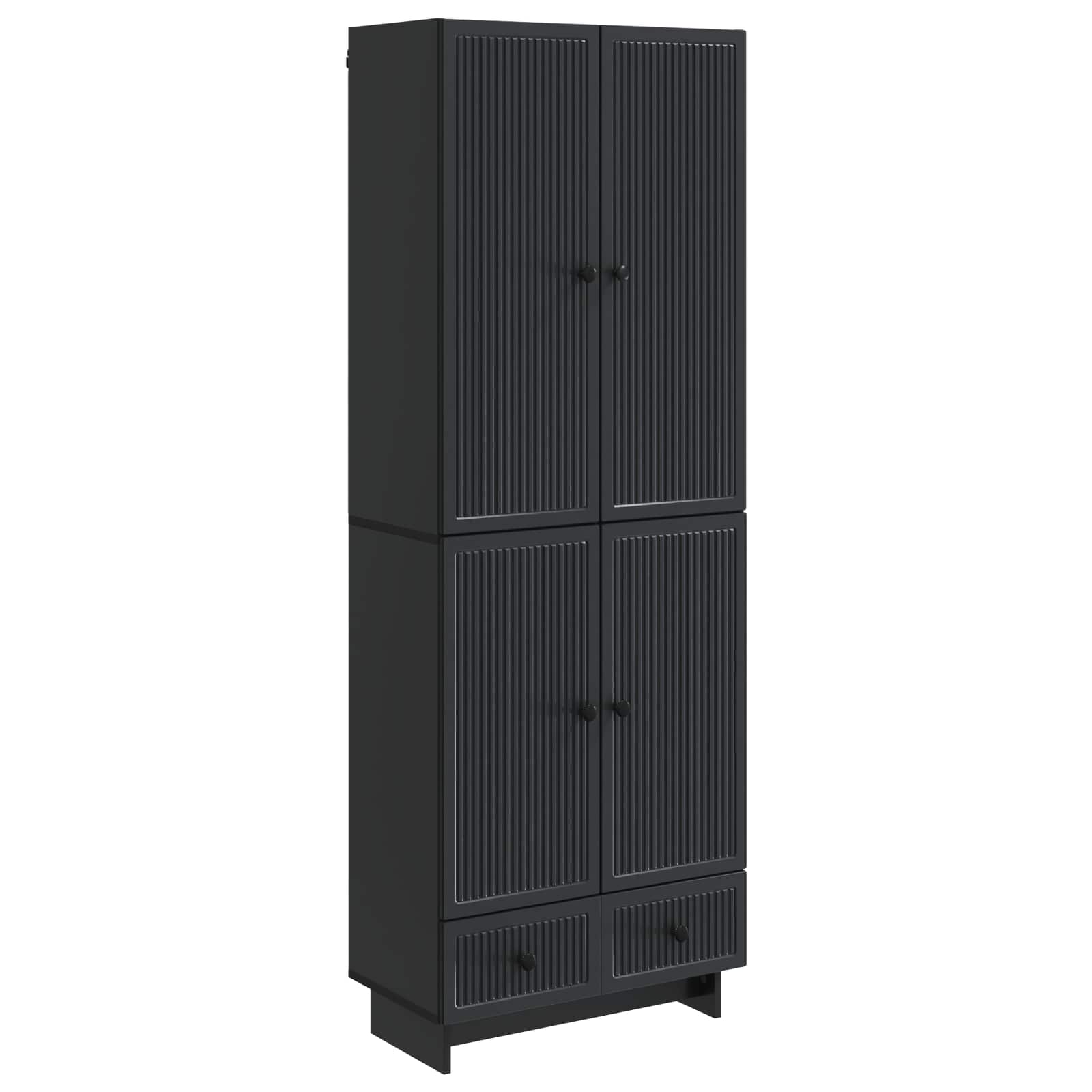 vidaXL Cabinet Set 2 pcs Black 66 x 34.5 x 95 cm Engineered Wood 2