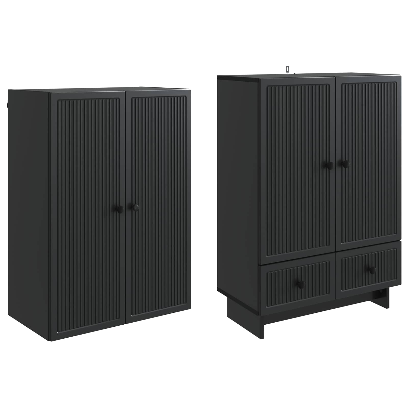vidaXL Cabinet Set 2 pcs Black 66 x 34.5 x 95 cm Engineered Wood 4