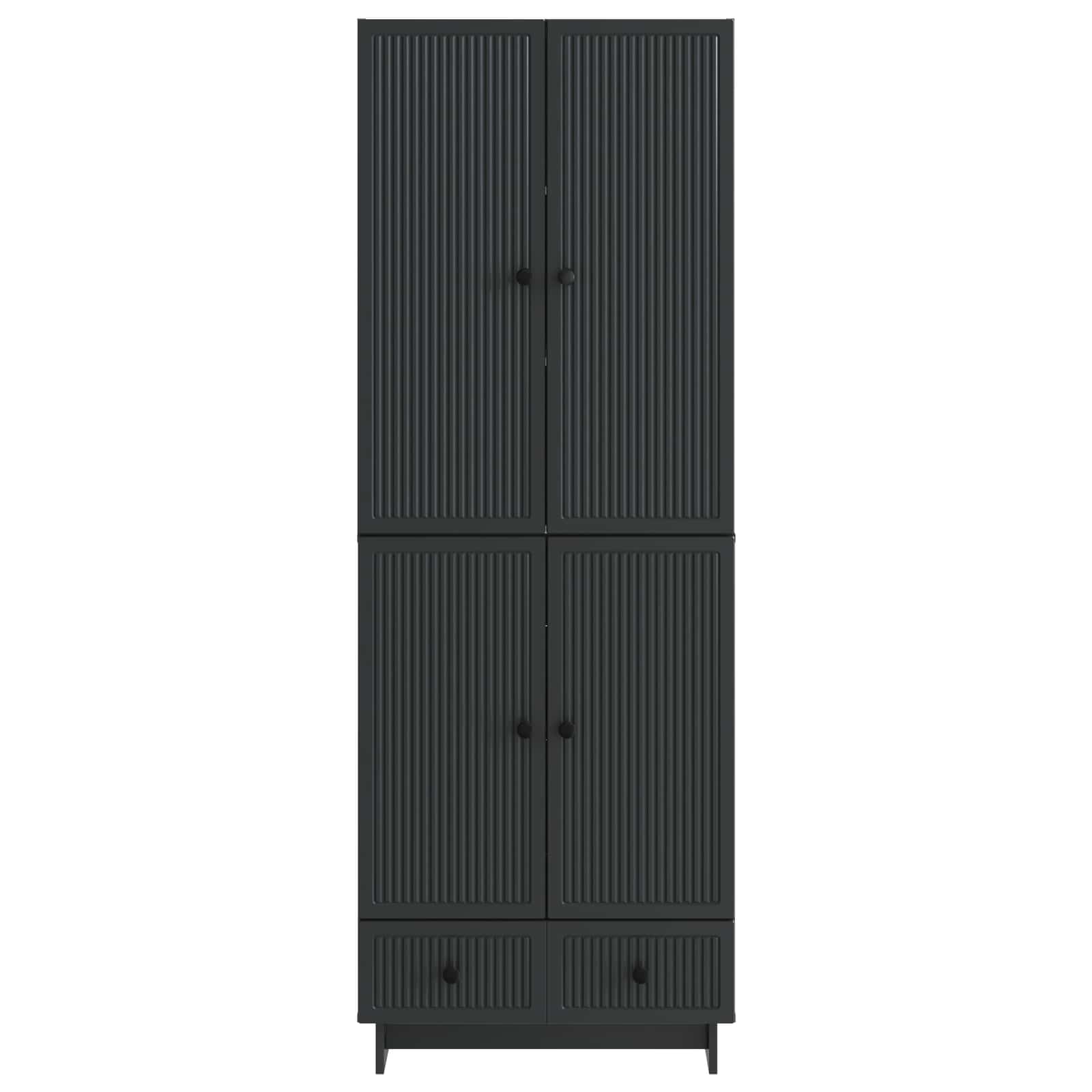 vidaXL Cabinet Set 2 pcs Black 66 x 34.5 x 95 cm Engineered Wood 5