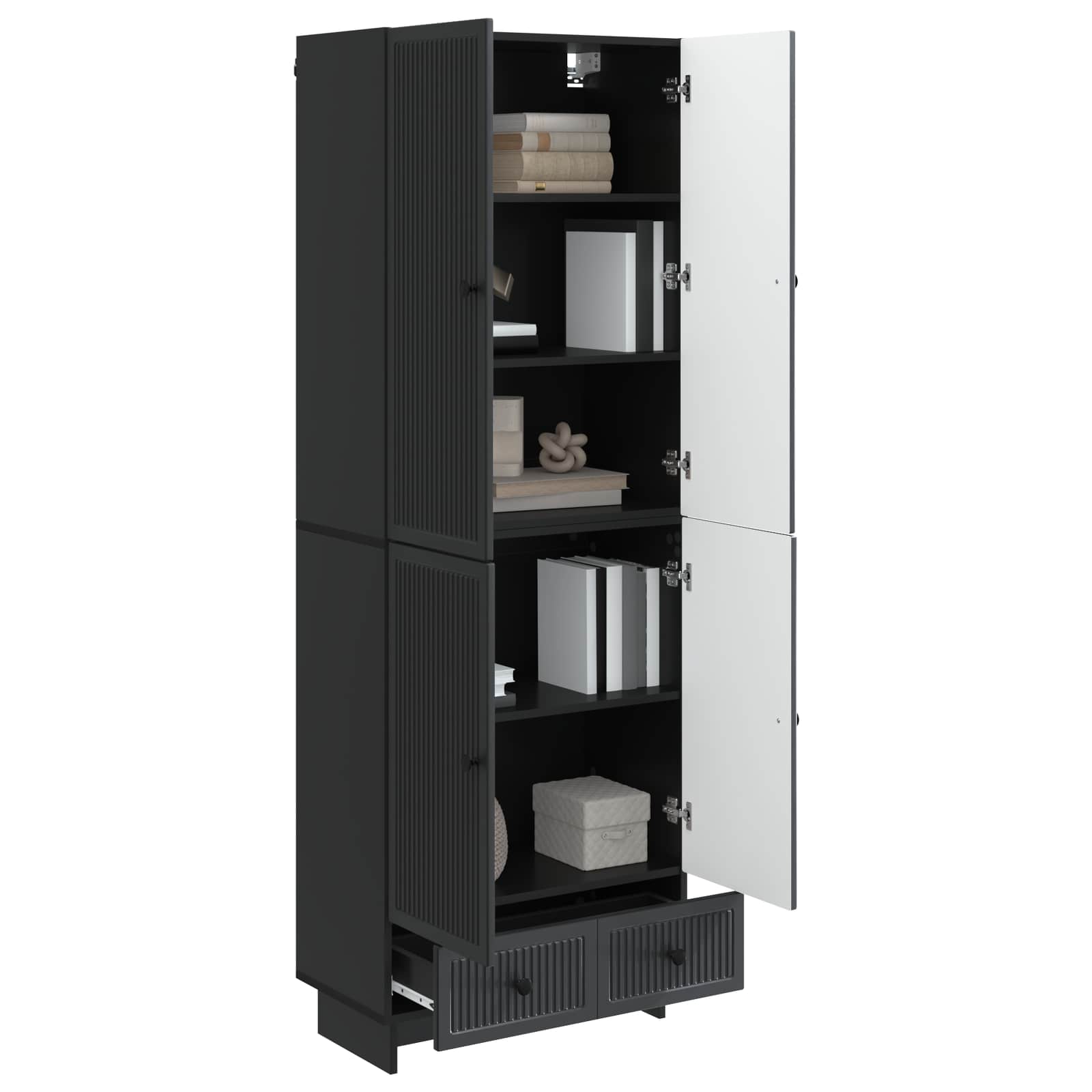 vidaXL Cabinet Set 2 pcs Black 66 x 34.5 x 95 cm Engineered Wood 3
