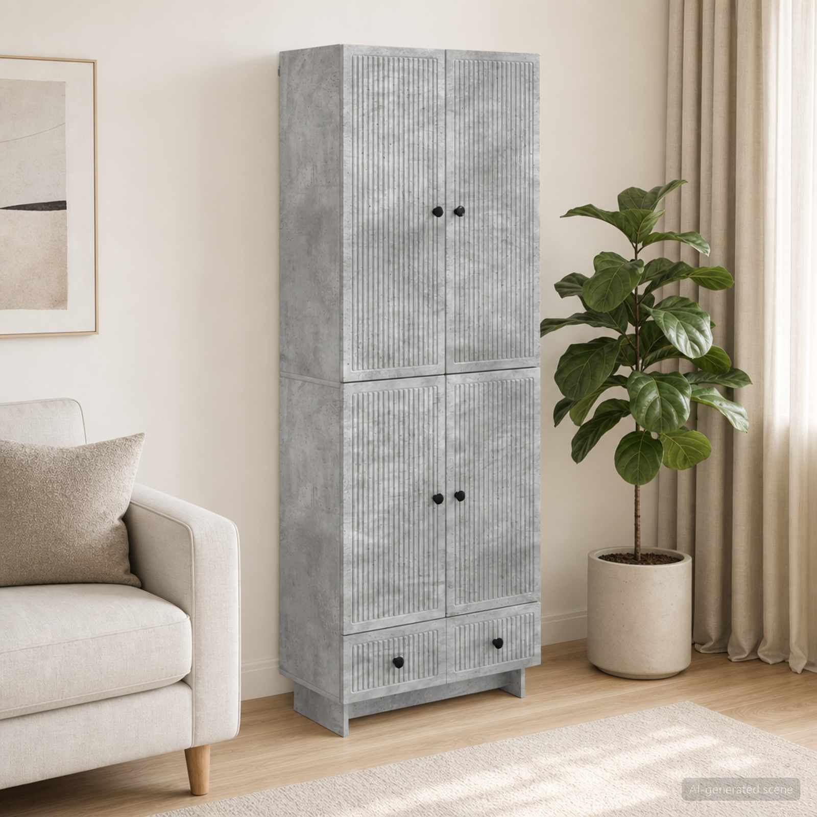 vidaXL Cabinet Set 2 pcs Concrete Grey 66 x 34.5 x 95 cm 1