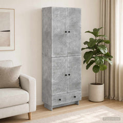 Cabinet Set 2 pcs Engineered Wood Concrete grey