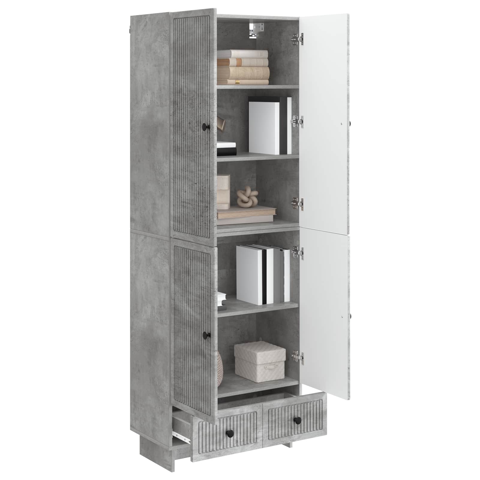 vidaXL Cabinet Set 2 pcs Concrete Grey 66 x 34.5 x 95 cm 3