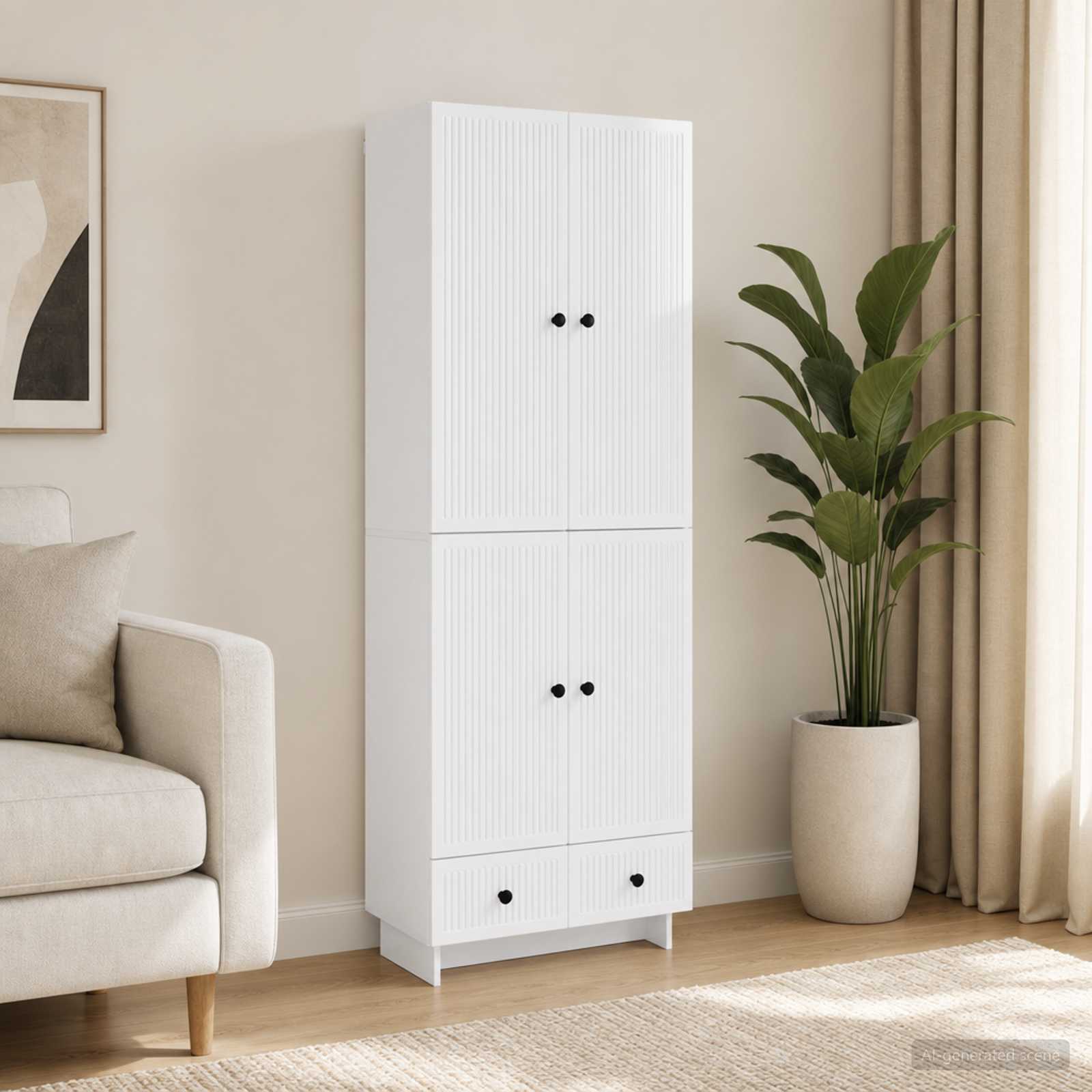 vidaXL Cabinet Set 2 pcs High Gloss White 66 x 34.5 x 95 cm 1