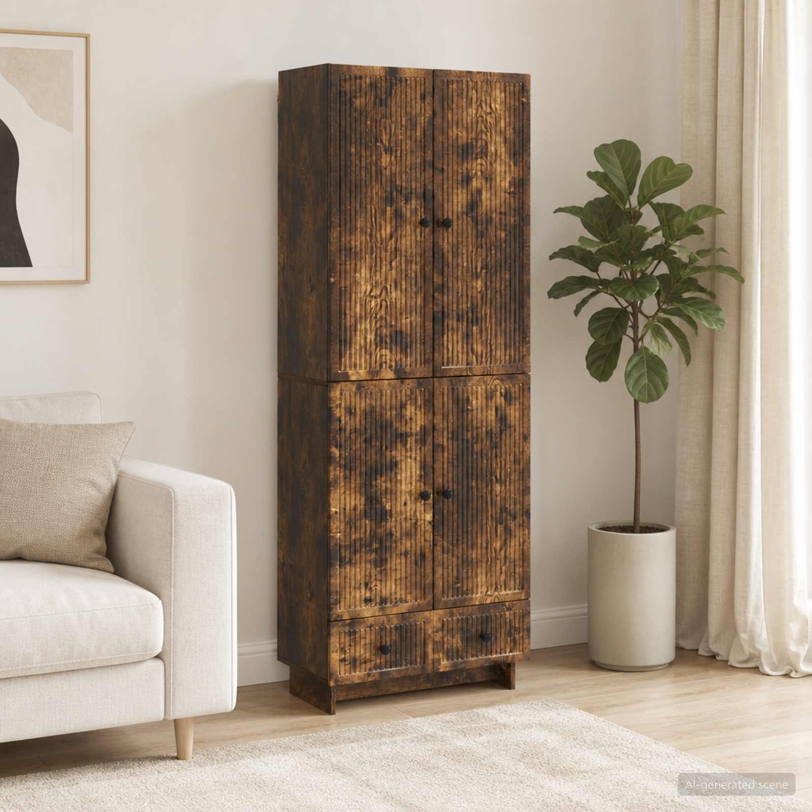 vidaXL Cabinet Set 2 pcs Smoked Oak 66 x 34.5 x 95 cm Engineered Wood 1